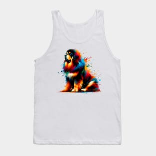 Tibetan Mastiff in Dynamic Colorful Splash Art Style Tank Top